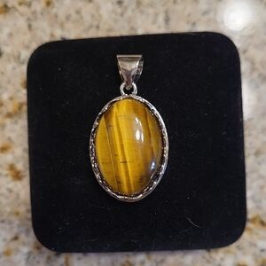 Elegant Sterling Silver Tigers Eye Pendant